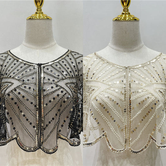 Festlig sjal med blonder og paljetter