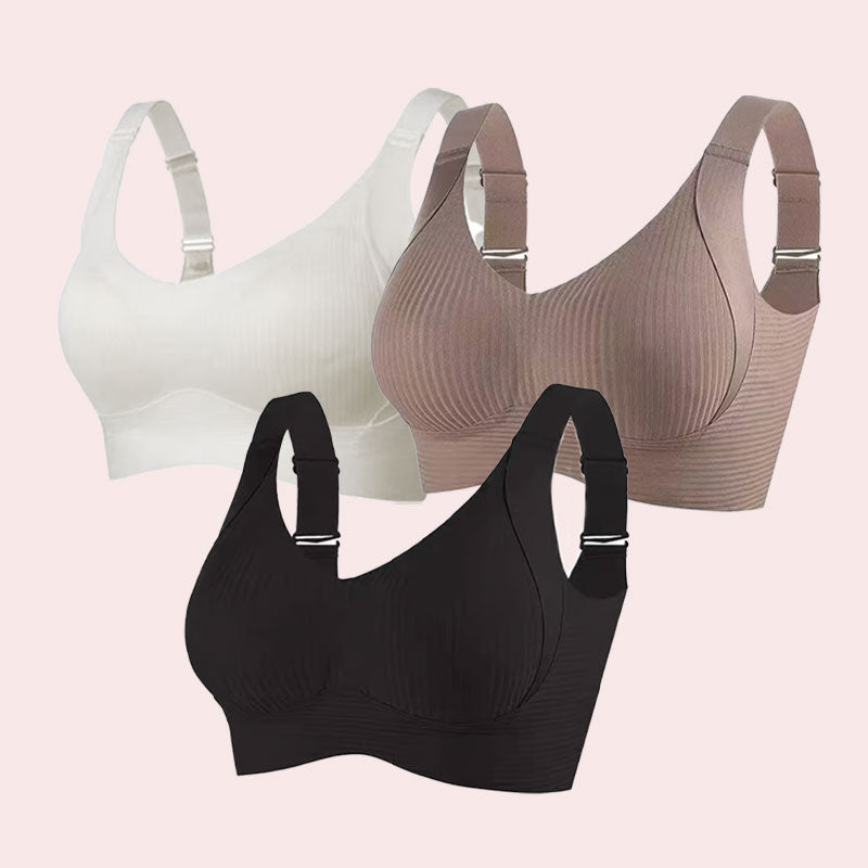 Ribbet Push Up justerbar trådløs bh for kvinner