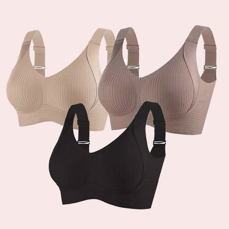 Ribbet Push Up justerbar trådløs bh for kvinner